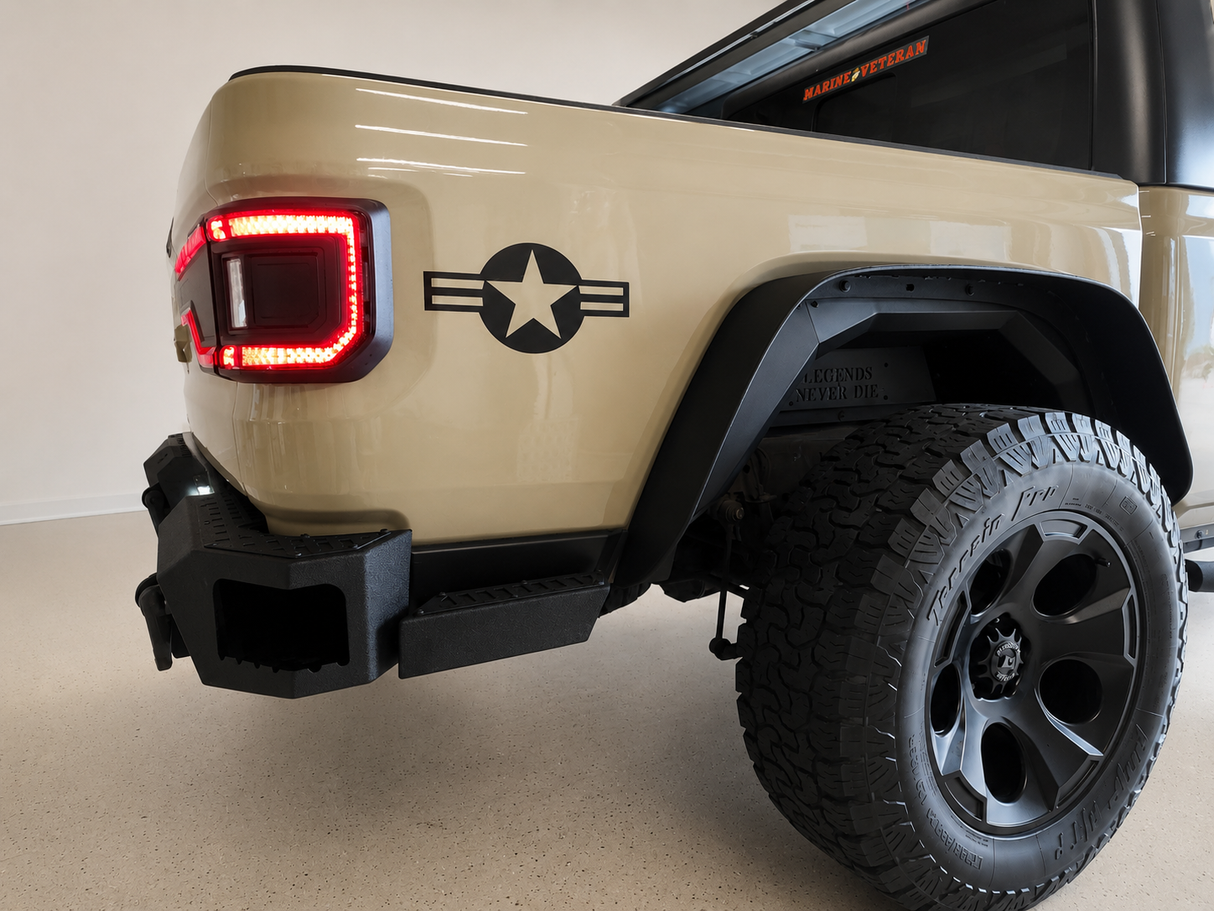 Trail Ops Rear Bumper with Steps & Reverse Lights for Jeep Gladiator JT