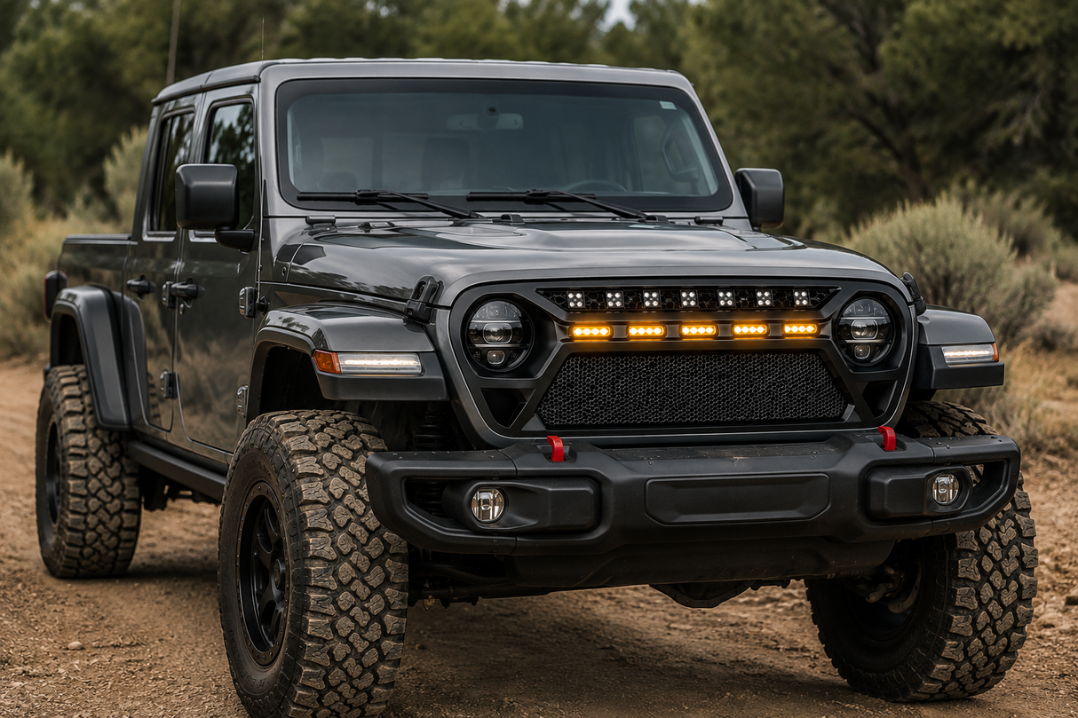 Trail Ops Grill W- LED Lights JL/JLU/JTU