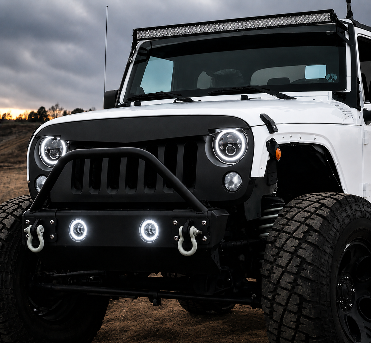 Trail Ops Halo LED Fog Lights w/ Amber Turn Signal | JK, JKU, JL, JLU & Gladiator JT (4-Point Mount)