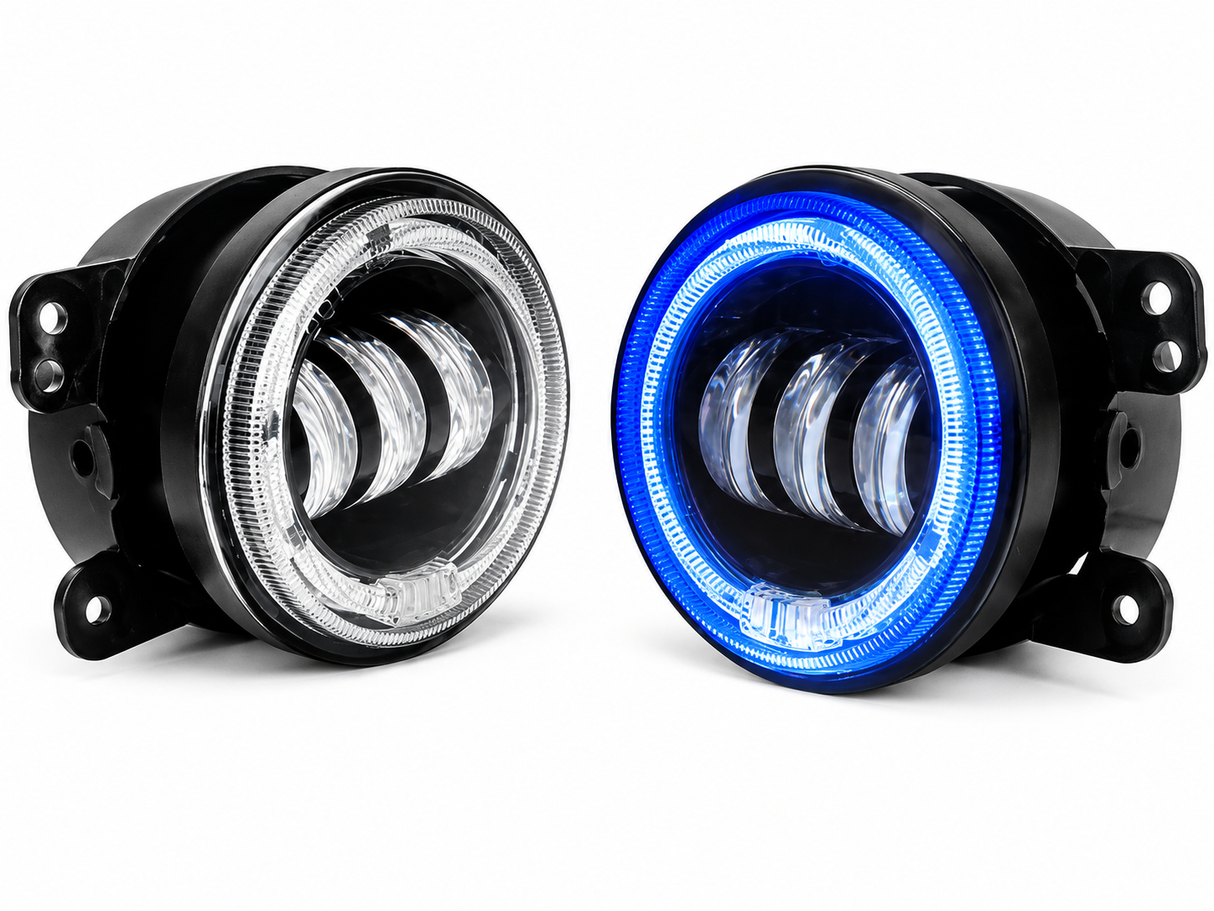 Trail Ops RGB LED Halo Fog Lights for Jeep Wrangler JK, JL & Gladiator JT (4- Point Mount)