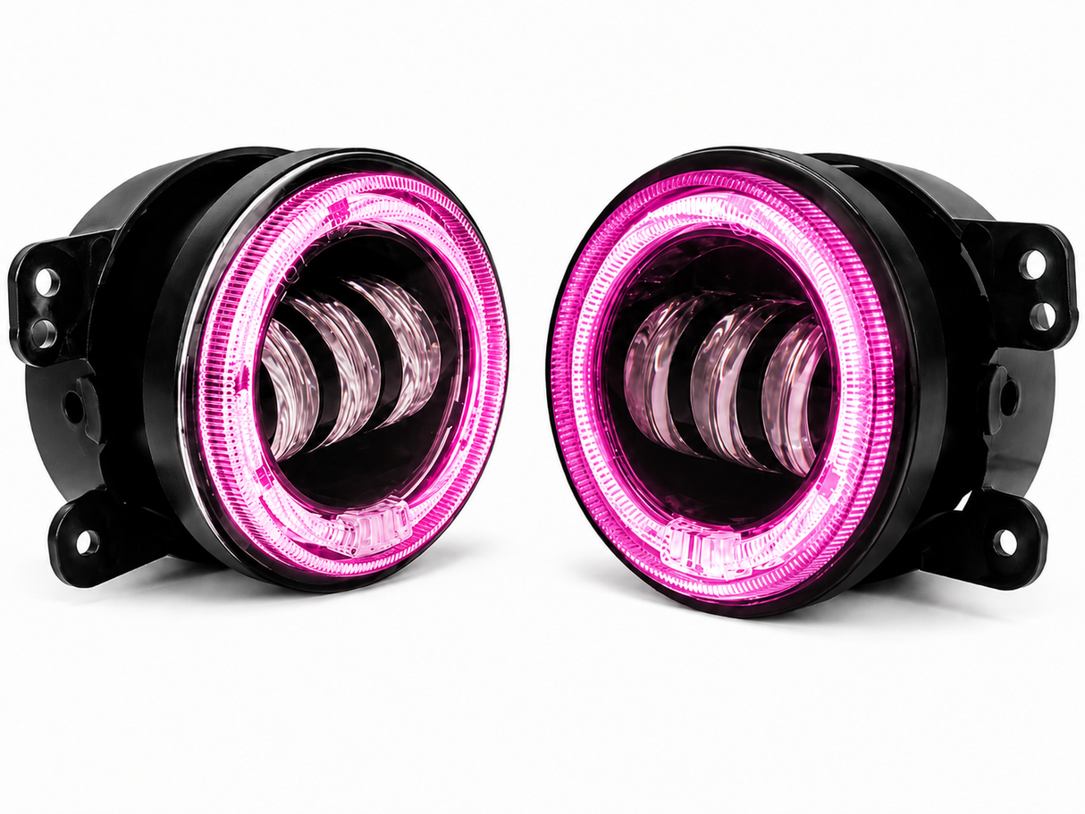 Trail Ops RGB LED Halo Fog Lights for Jeep Wrangler JK, JL & Gladiator JT (4- Point Mount)