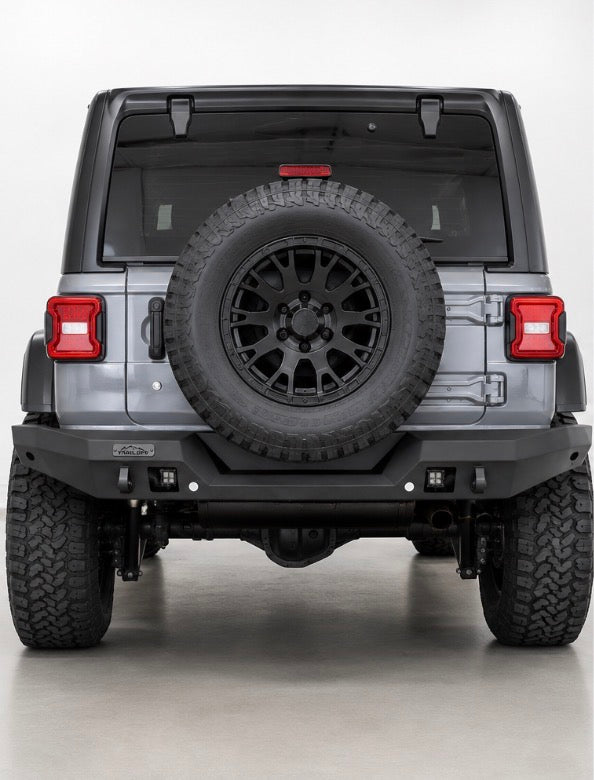JL/JLU Full Width Rear Bumper with T/O logo & 2 Cubes (Sensor holes)