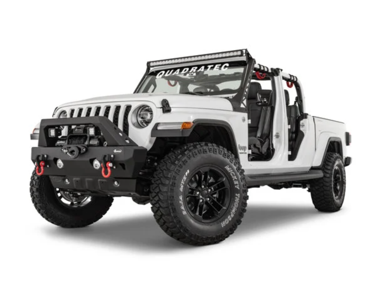 Quadratec Brute Strength Winch Bumper Stubby Width Bumper for 18-26 Jeep Wrangler JL & Gladiator JT