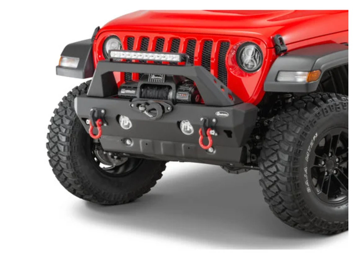 Quadratec Brute Strength Winch Bumper Stubby Width Bumper for 18-26 Jeep Wrangler JL & Gladiator JT
