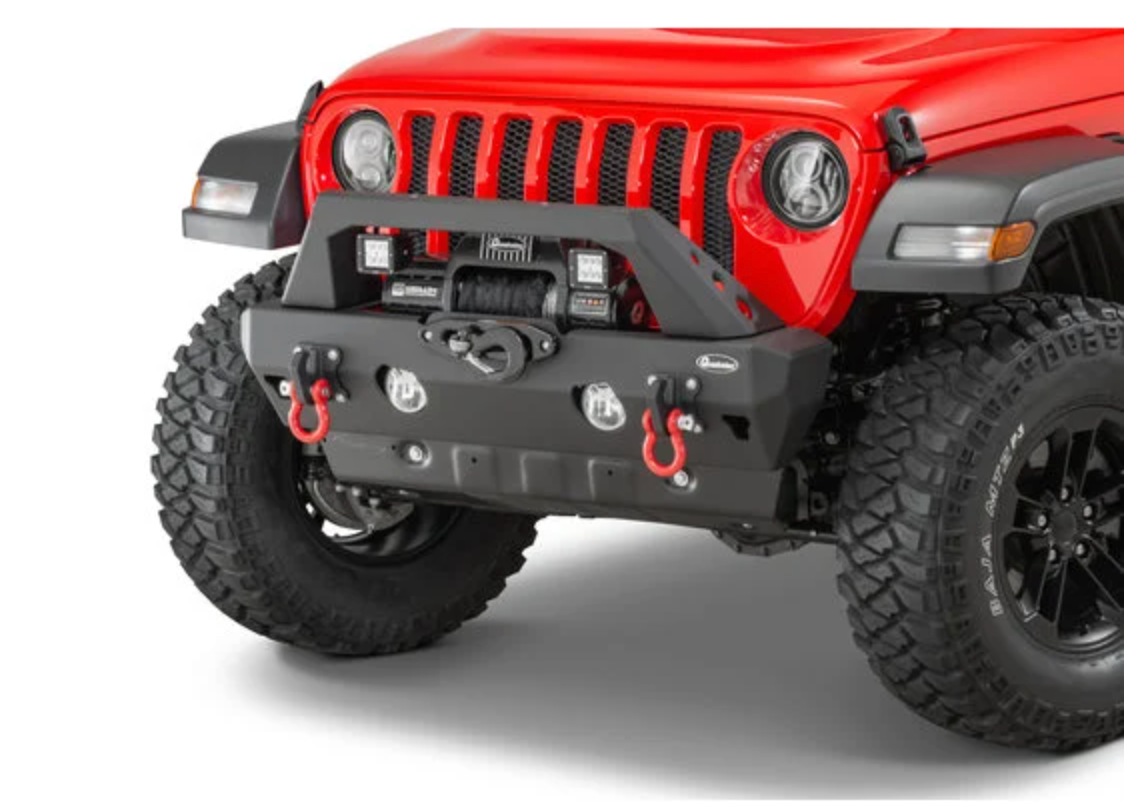 Quadratec Brute Strength Winch Bumper Stubby Width Bumper for 18-26 Jeep Wrangler JL & Gladiator JT