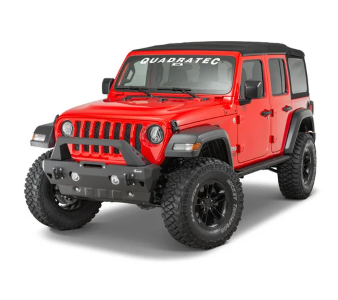 Quadratec Brute Strength Winch Bumper Stubby Width Bumper for 18-26 Jeep Wrangler JL & Gladiator JT