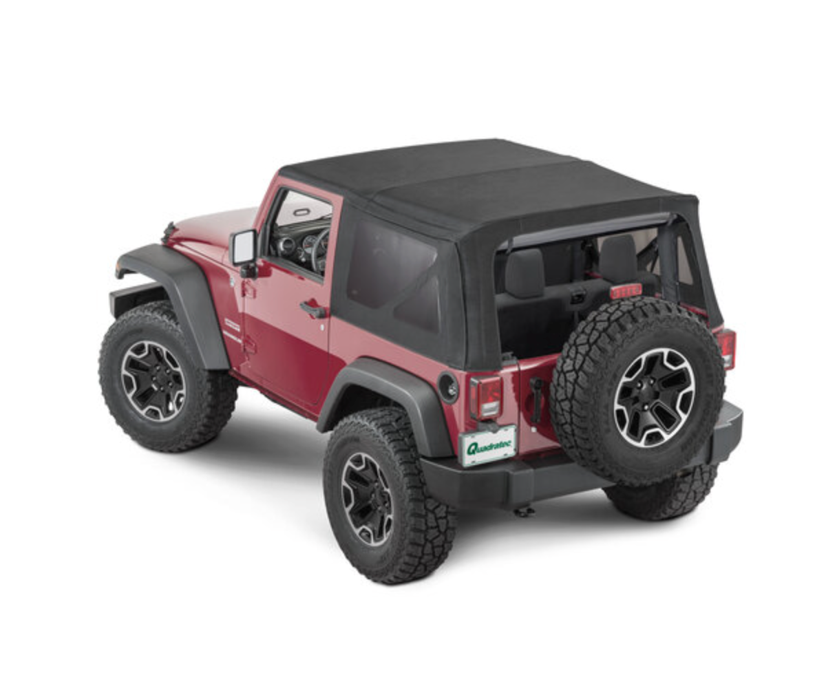 QuadraTop Premium Twill Complete Top, Tinted Glass, 07-18 Jeep JK 2 Dr, Premium Black Twill