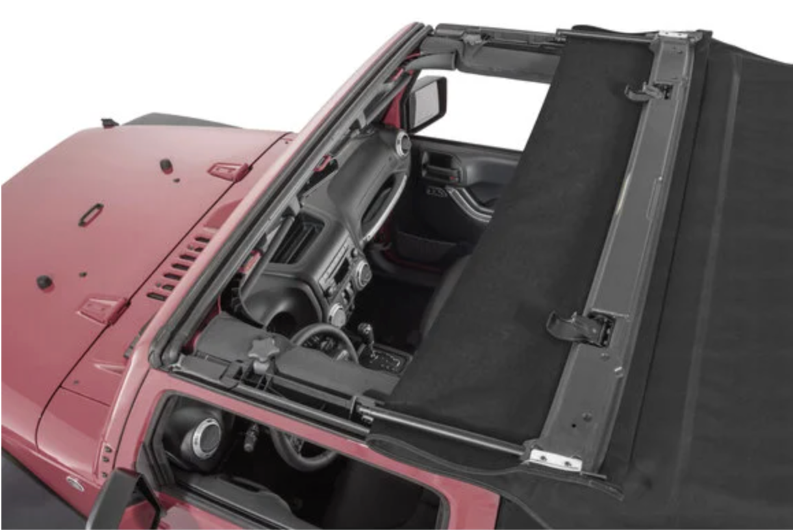 QuadraTop Premium Twill Complete Top, Tinted Glass, 07-18 Jeep JK 2 Dr, Premium Black Twill