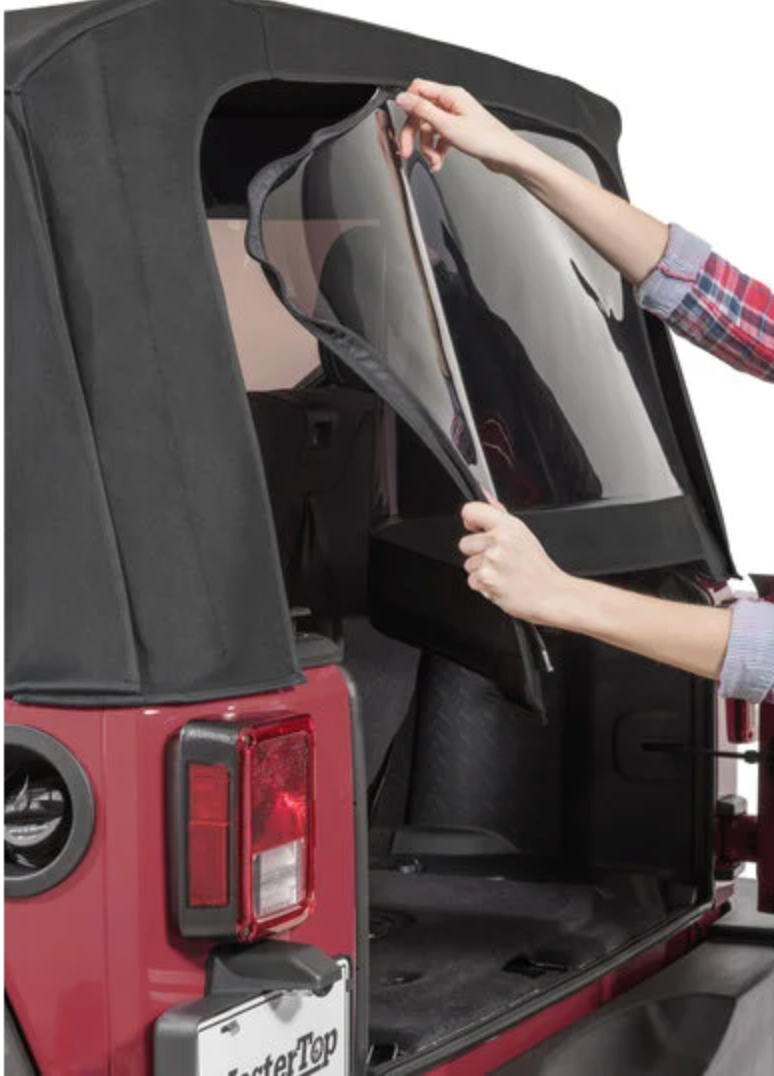 QuadraTop Premium Twill Complete Top, Tinted Glass, 07-18 Jeep JK 2 Dr, Premium Black Twill