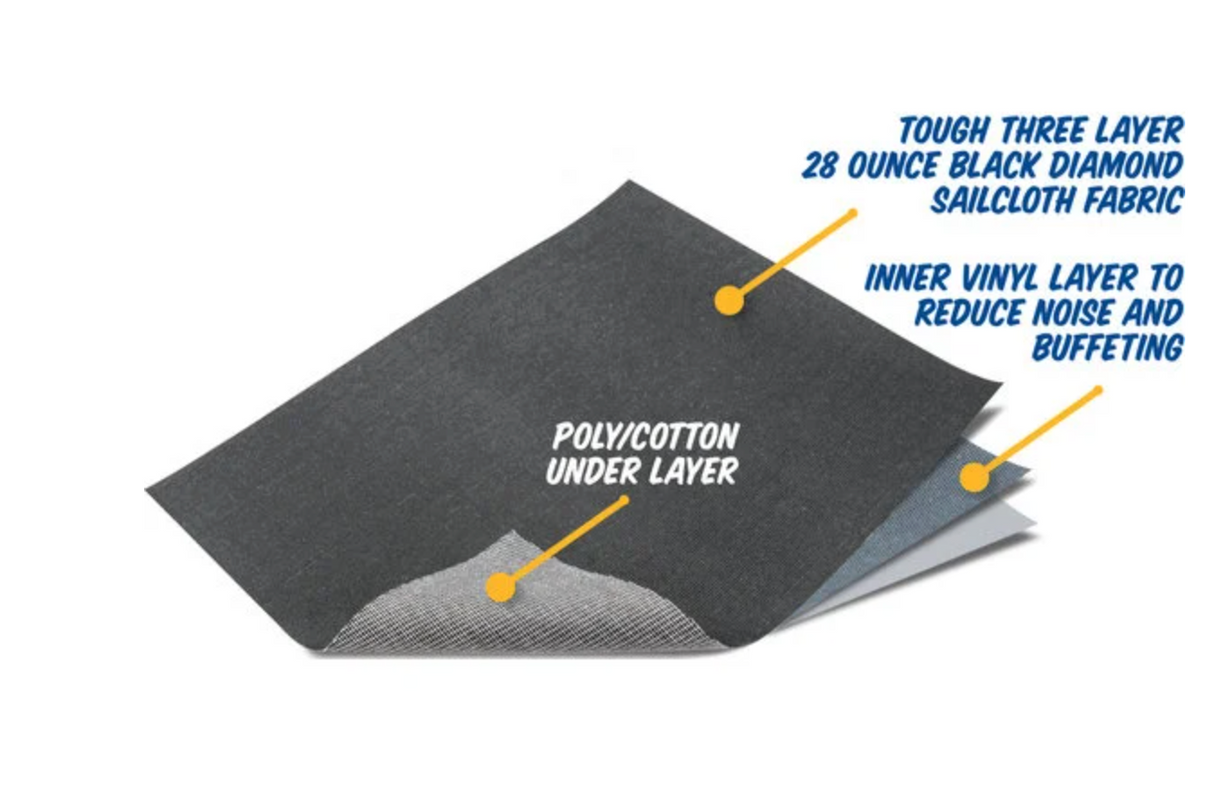 QuadraTop Premium Sailcloth Replacement Soft Top in Black Diamond for 07-12 Jeep Wrangler JK 2 Door