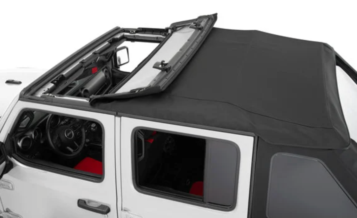 QuadraTop Adventure Top S with Premium Black Twill for 18- Current Jeep Wrangler JLU 4-Door