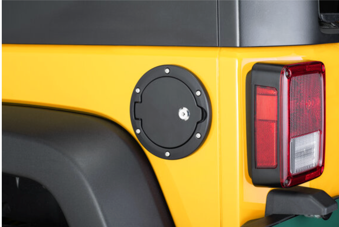 Quadratec Billet Aluminum Fuel Door with Lock and Keys for 07-18 Jeep Wrangler JK