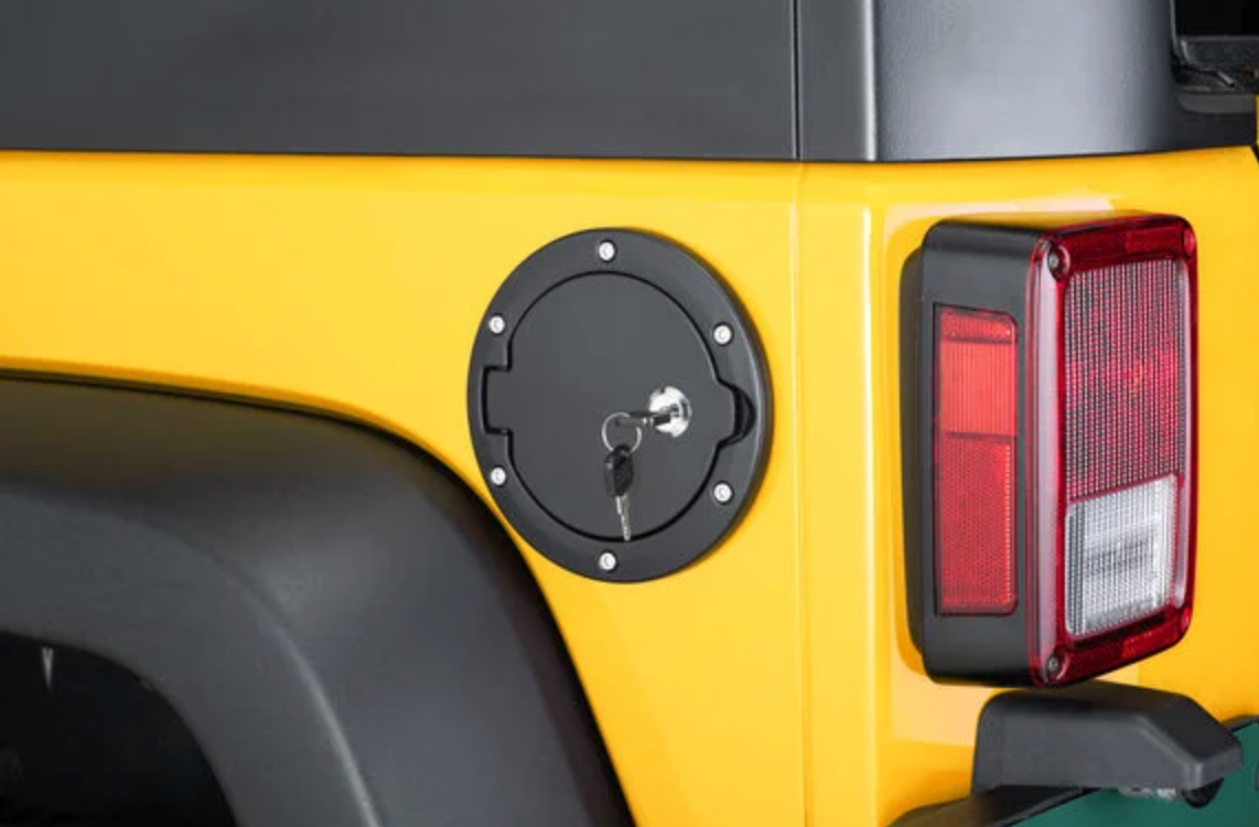 Quadratec Billet Aluminum Fuel Door with Lock and Keys for 07-18 Jeep Wrangler JK