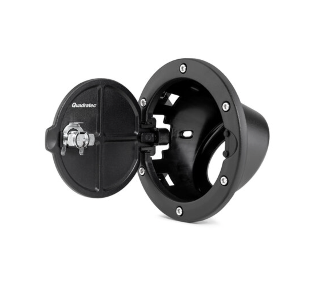 Quadratec Billet Aluminum Fuel Door with Lock and Keys for 07-18 Jeep Wrangler JK