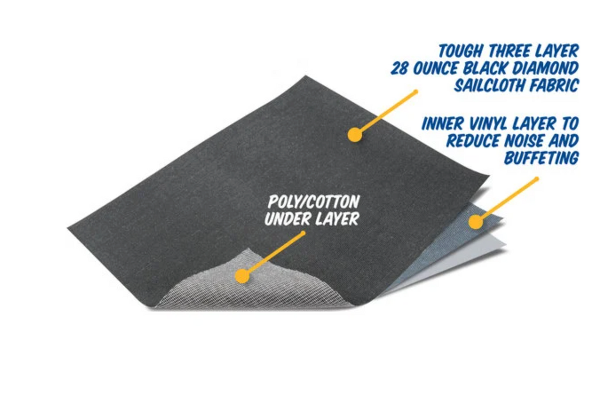 QuadraTop Premium Sailcloth Replacement Soft Top in Black Diamond for 13-18 Jeep Wrangler JK 2 Door