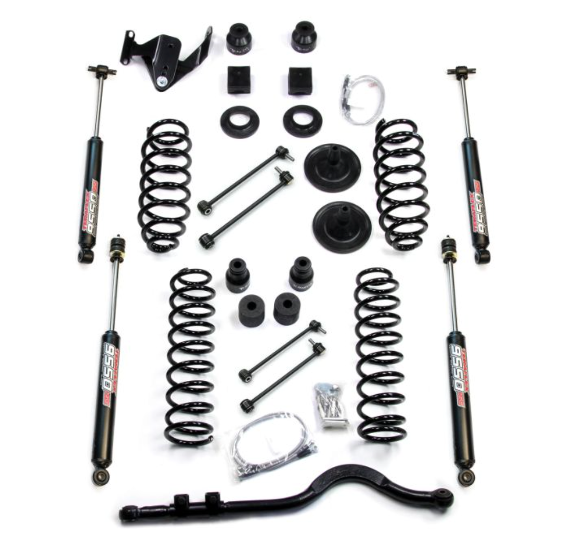 JK 4dr: 4" Coil Spring Base Lift Kit W/ Front Track Bar & 9550 VSS Twin-Tube