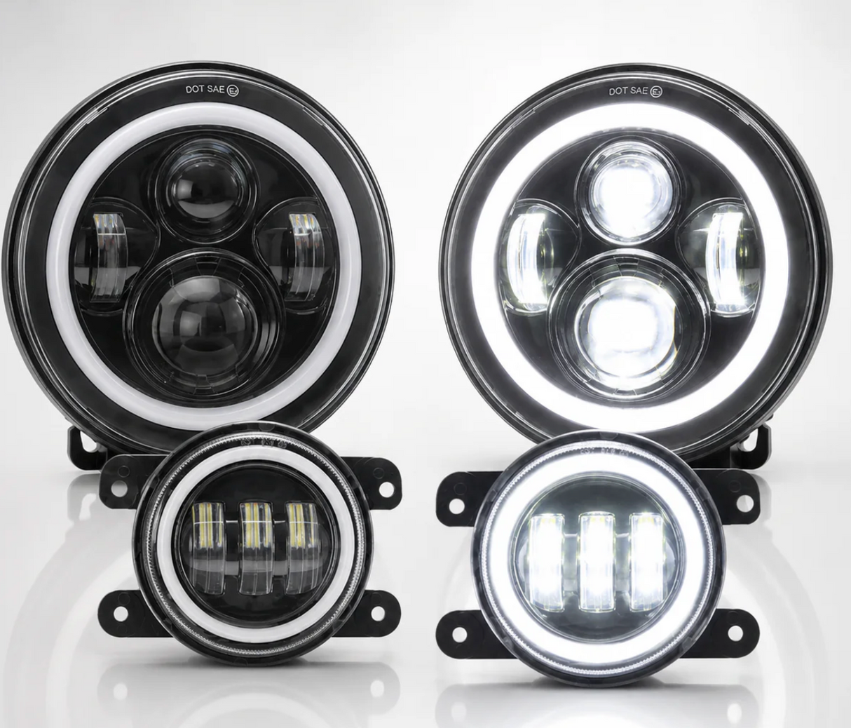 Trail Ops 7-Inch LED Headlight & Fog Light Combo Kit (Non- RGB) | Jeep Wrangler JK/JKU