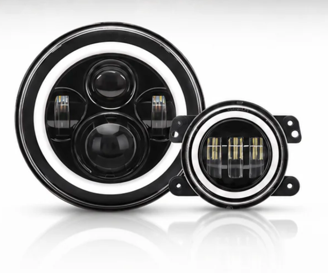 Trail Ops 7-Inch LED Headlight & Fog Light Combo Kit (Non- RGB) | Jeep Wrangler JK/JKU