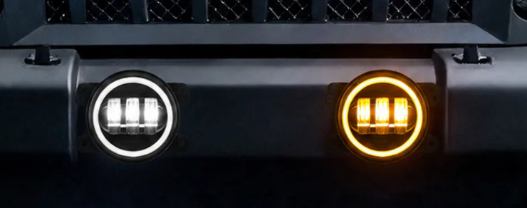 Trail Ops Halo LED Fog Lights w/ Amber Turn Signal | JK, JKU, JL, JLU & Gladiator JT (4-Point Mount)