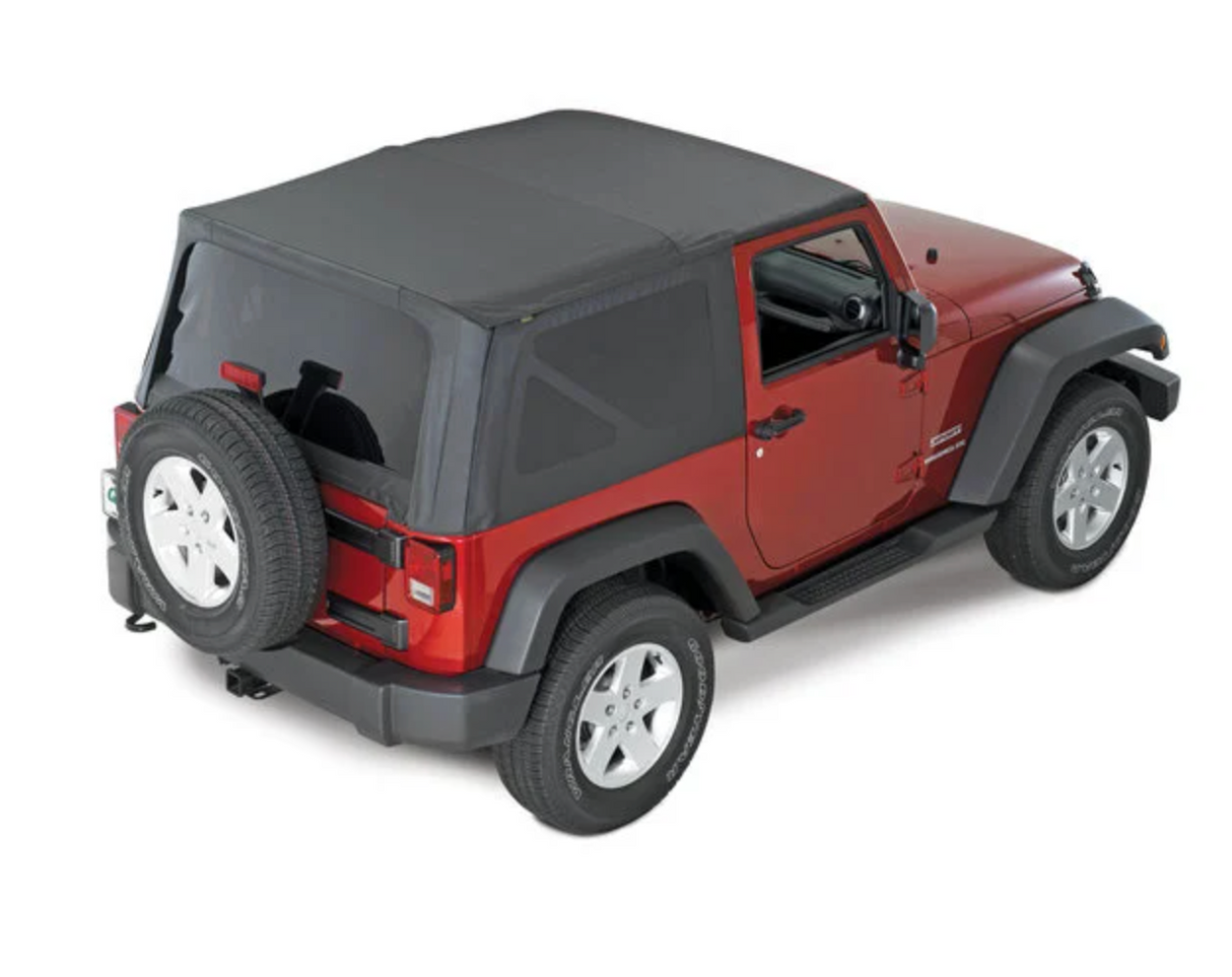 QuadraTop Replacement Soft Top with Tinted Windows in Black Diamond for 13-18 Jeep Wrangler JK 2 Door