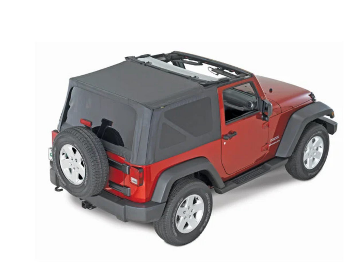 QuadraTop Replacement Soft Top with Tinted Windows in Black Diamond for 13-18 Jeep Wrangler JK 2 Door