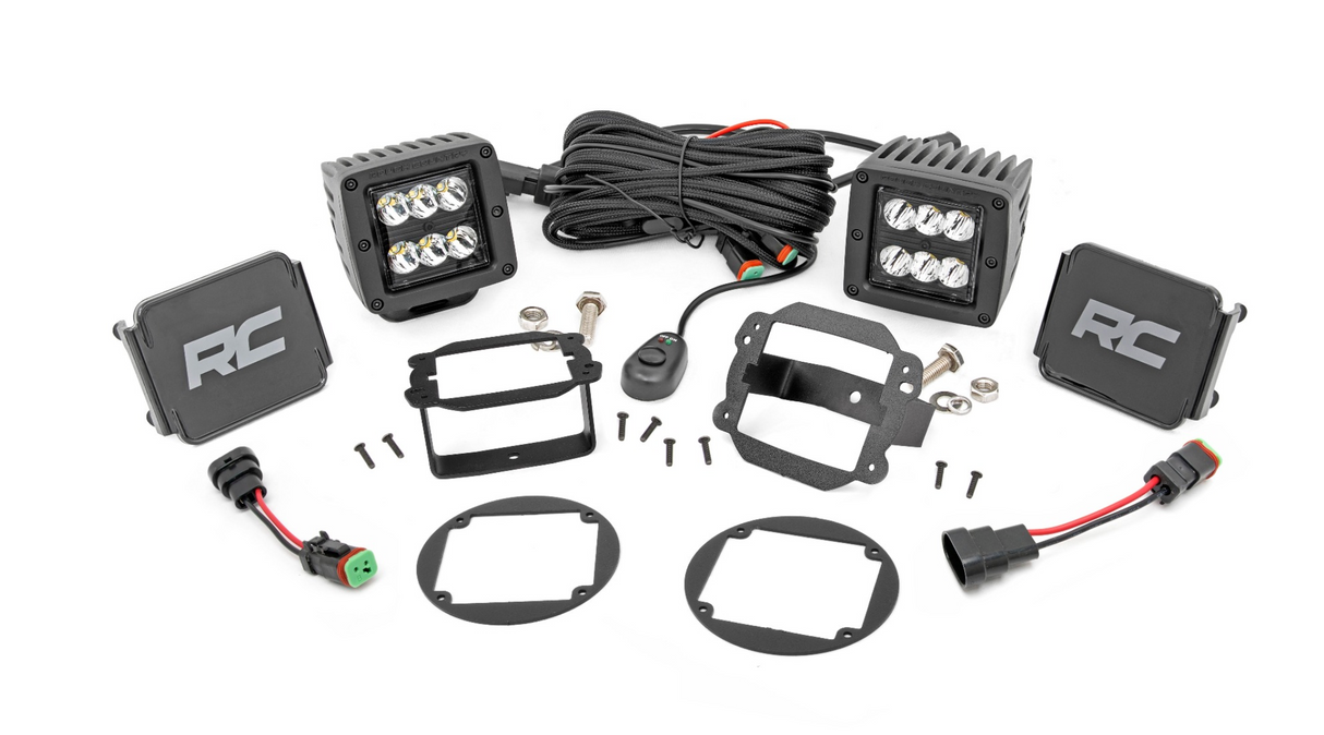 LED Light Kit Fog Mount | 2" Black Pair | Jeep Wrangler JK/Wrangler Unlimited (10-18)