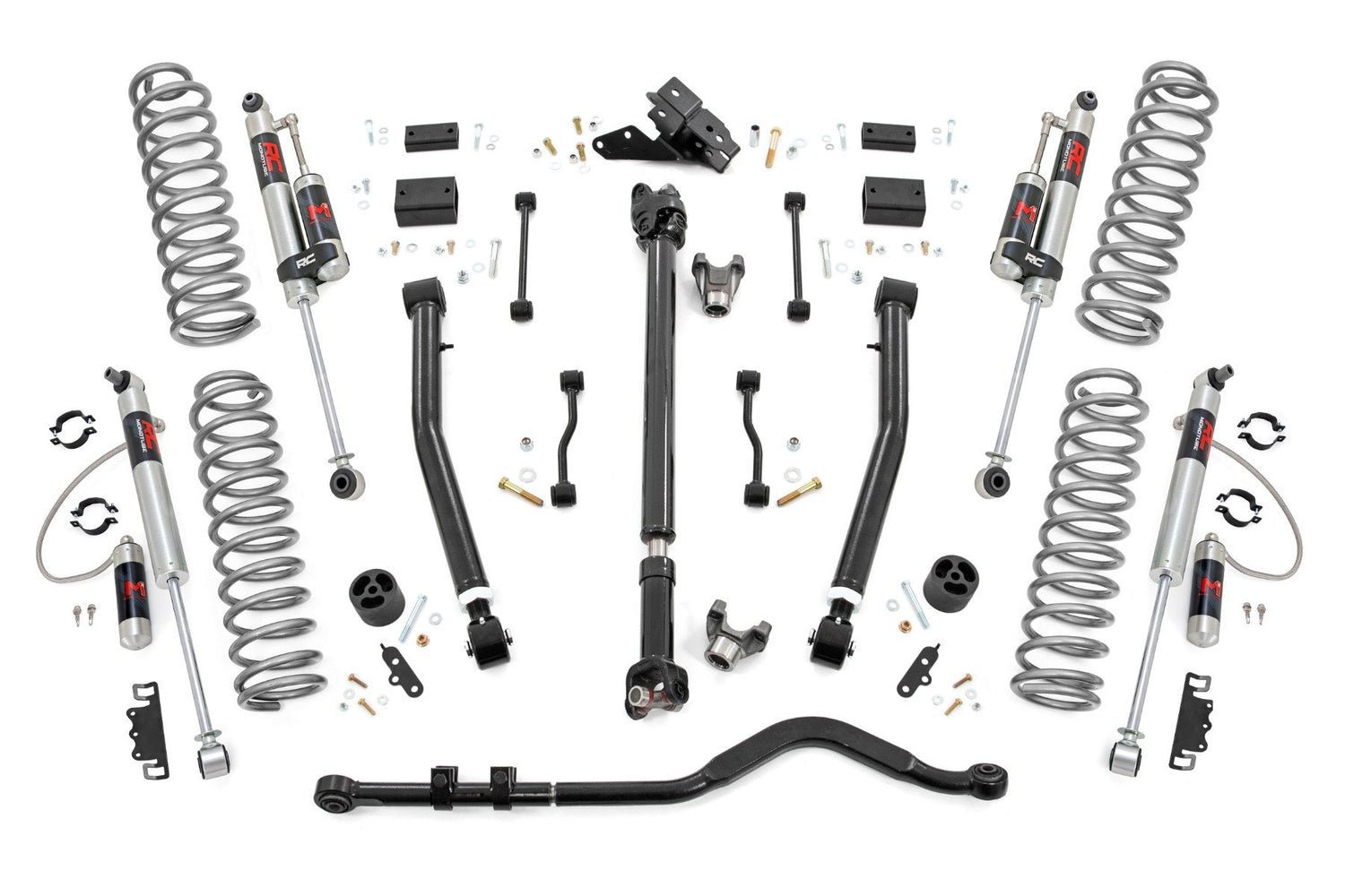 Rough Country 3.5 Inch Lift Kit | Adj Lower | FR D/S | Jeep Wrangler JL 4WD (2018-2023)
