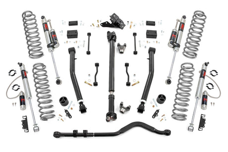Rough Country 3.5 Inch Lift Kit | Adj Lower | FR D/S | Jeep Wrangler Unlimited 4WD (18-23)