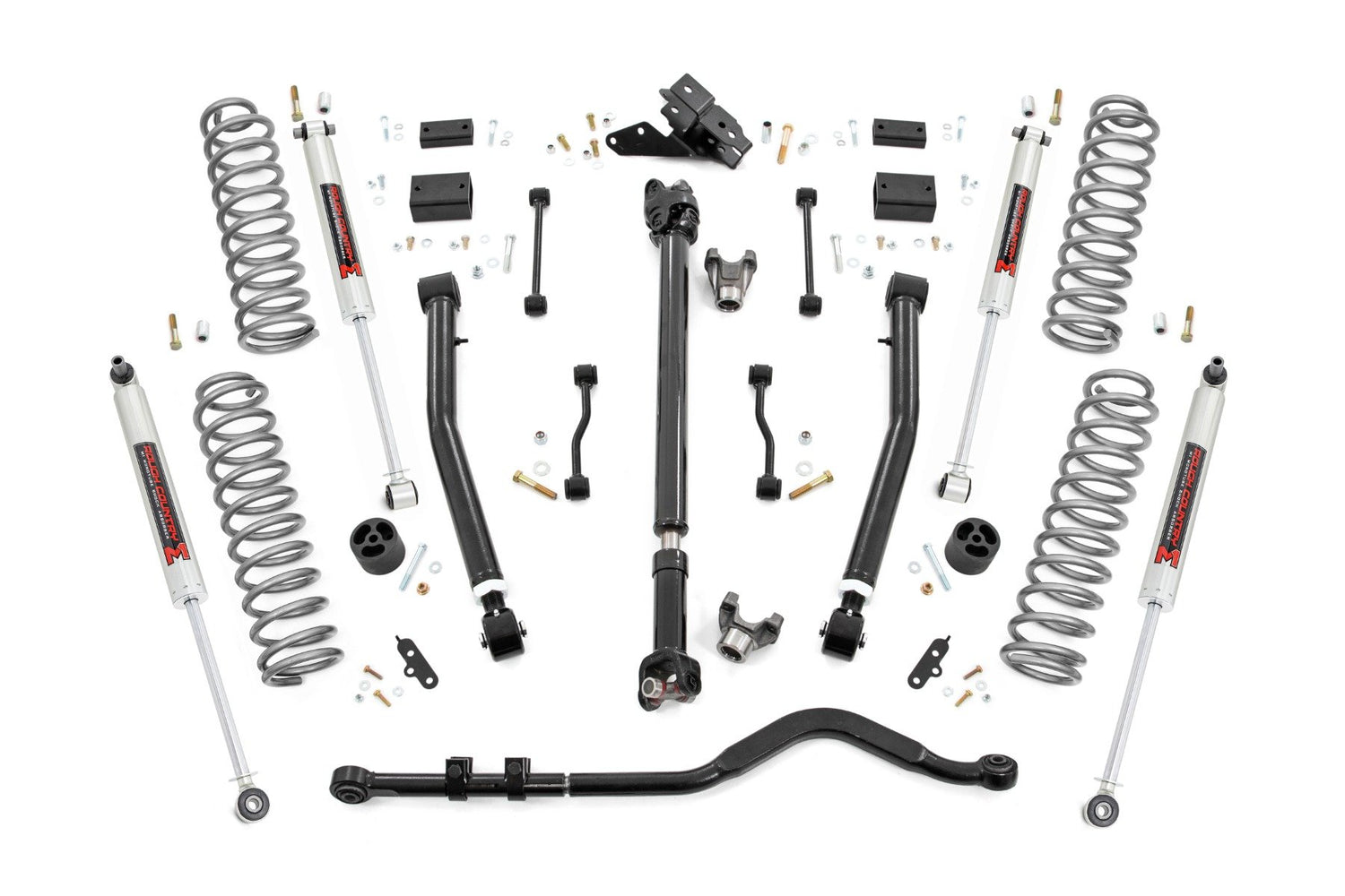 Rough Country 3.5 Inch Lift Kit | Adj Lower | FR D/S | Jeep Wrangler Unlimited Rubicon (18-23)