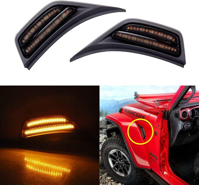 Jeep Wrangler And Gladiator 18+ 2DR/4DR JL, JLU, JT LED Fender Vent Turn Signals