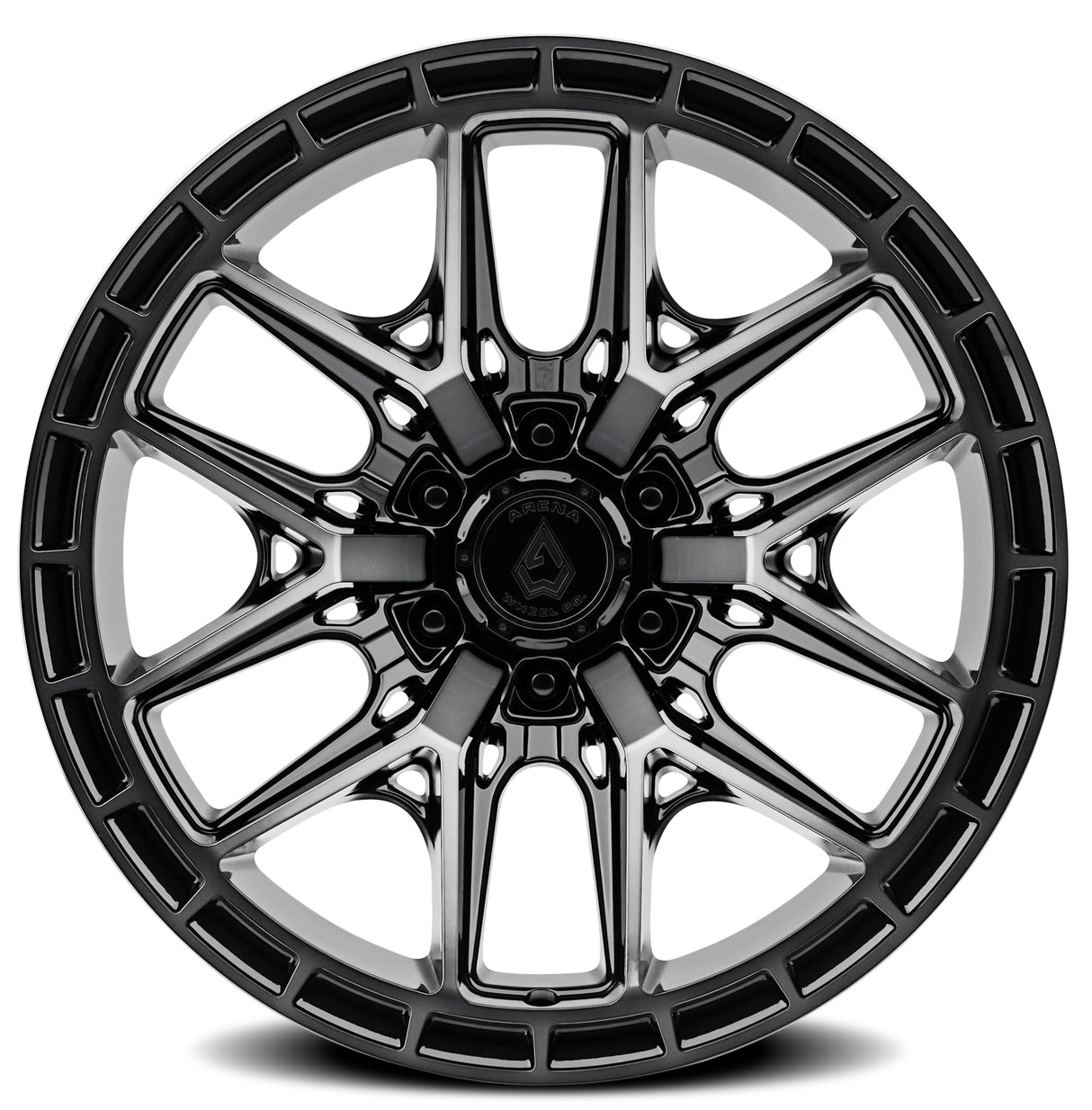 Arena Battle 20x10 -18mm Glossy Black Machined DDT Face & Lip Wheel