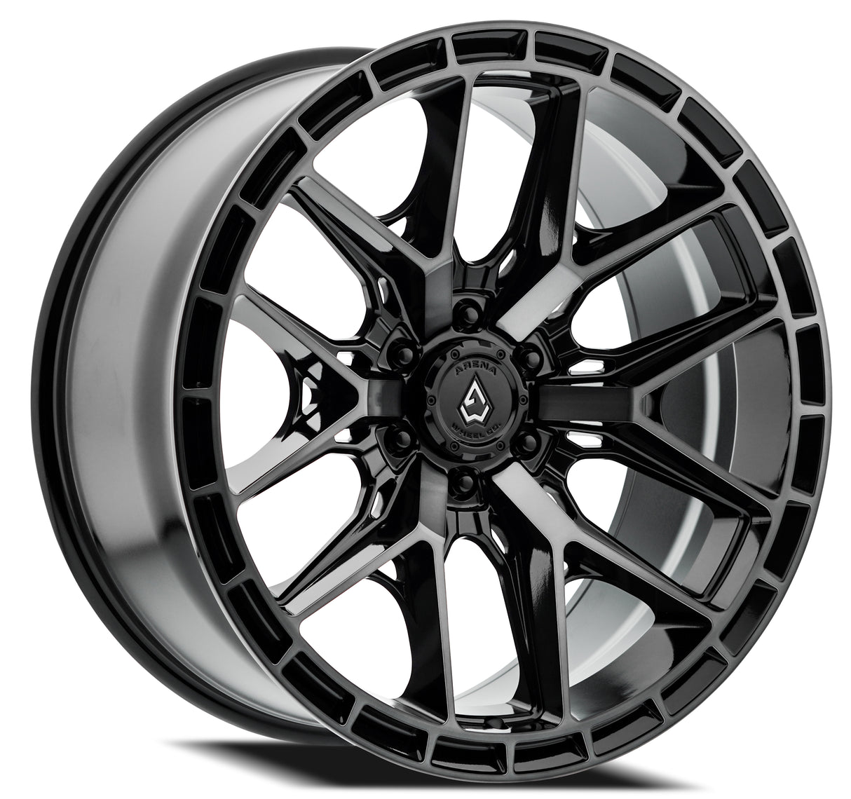 Arena Battle 20x10 -18mm Glossy Black Machined DDT Face & Lip Wheel