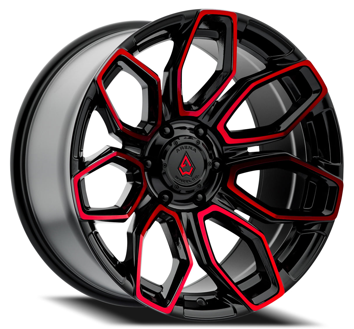 Arena Cobra 22x10 -18mm Glossy Black Machine Red Tint Wheel