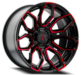 Arena Cobra 22x10 -18mm Glossy Black Machine Red Tint Wheel