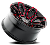 Arena Cobra 22x10 -18mm Glossy Black Machine Red Tint Wheel