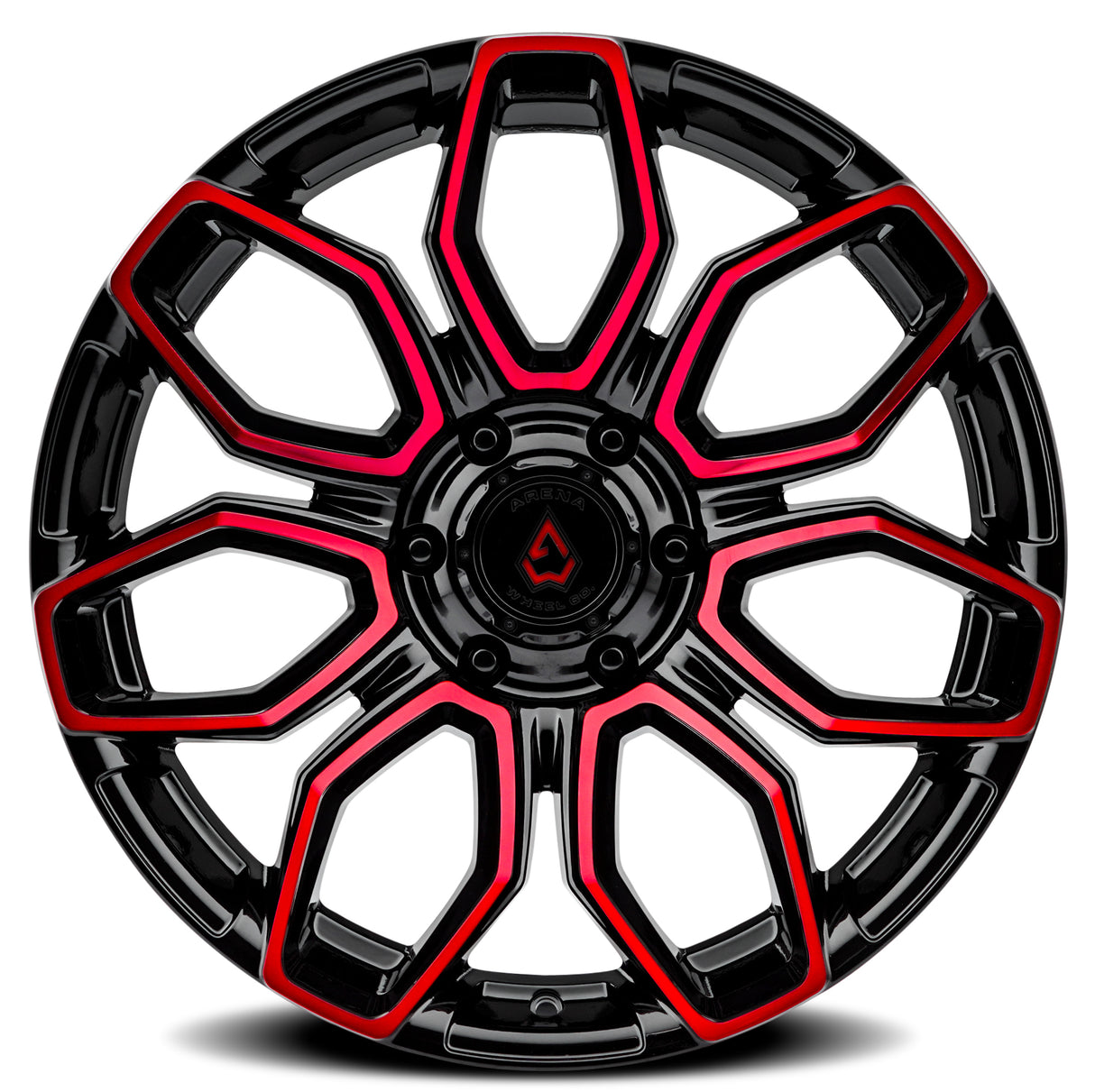 Arena Cobra 22x10 -18mm Glossy Black Machine Red Tint Wheel