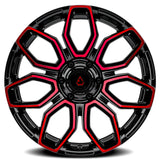 Arena Cobra 22x10 -18mm Glossy Black Machine Red Tint Wheel