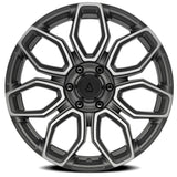 Arena Cobra 22x10 -18mm Texture Gun Metal Machine Clear Coat Wheel