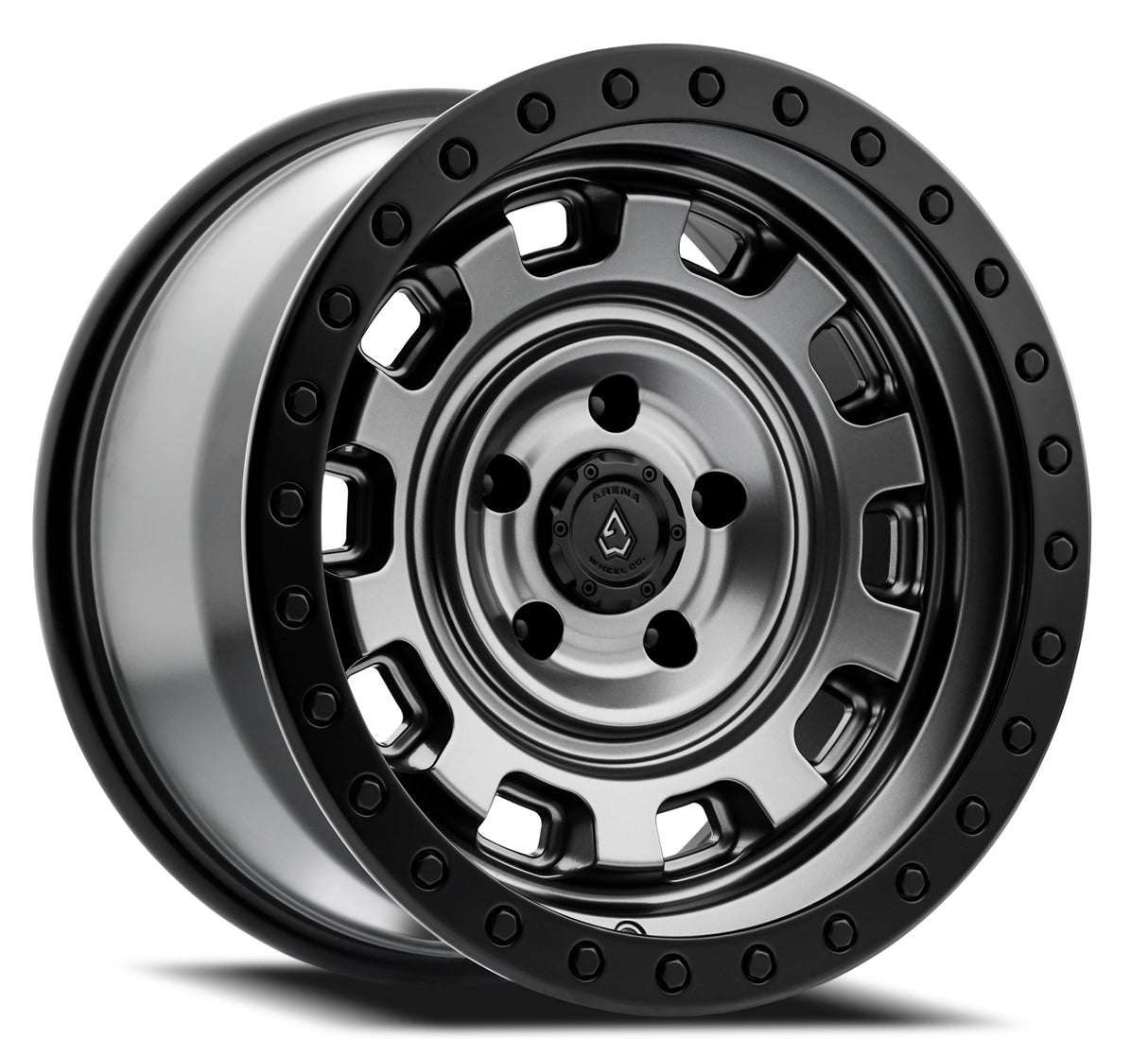Arena Gunner 17x9 0mm Satin Gun Metal & Satin Black Lip Wheel