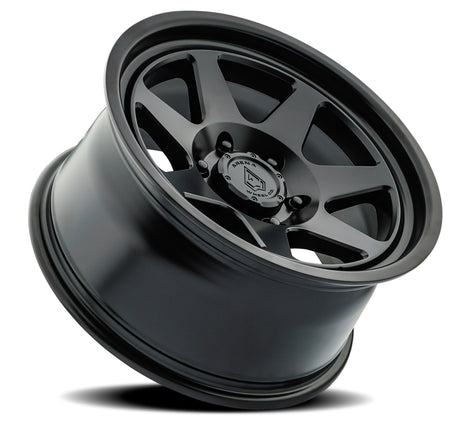Black alloy wheel on a white background