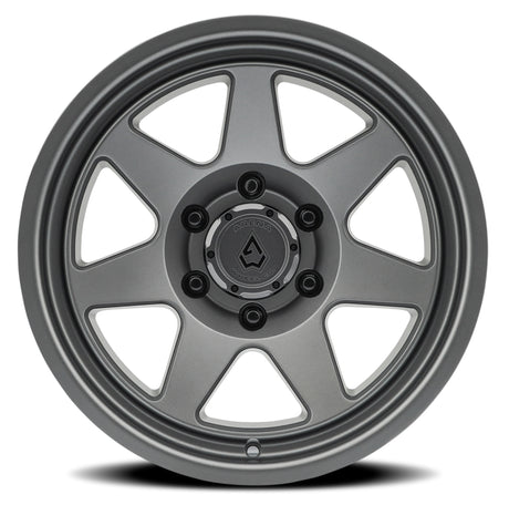 Gray alloy wheel on a white background
