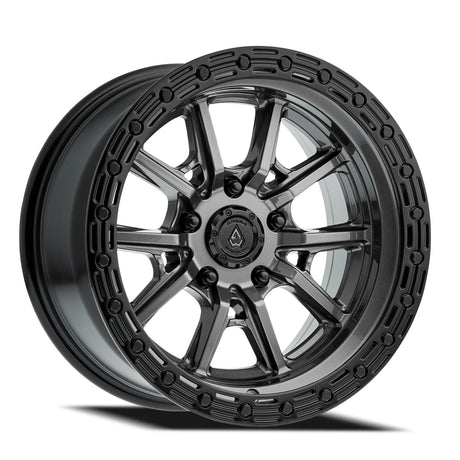 Black Glossy Outer Ring with Glossy Metal Center. Area Wheel Co.