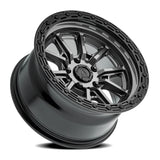 Black Glossy Outer Ring with Glossy Metal Center. Area Wheel Co.