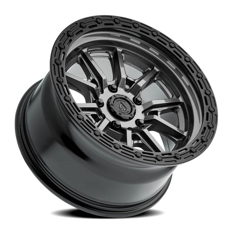 Black Glossy Outer Ring with Glossy Metal Center. Area Wheel Co.