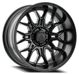Black alloy wheel with 'Arena Wheels' branding on a white background Jeep Wrangler JL, LU< JTU, JKU,JK and Gladiator.