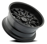 Black alloy wheel with 'Arena Wheels' branding on a white background Jeep Wrangler JL, LU< JTU, JKU,JK and Gladiator.