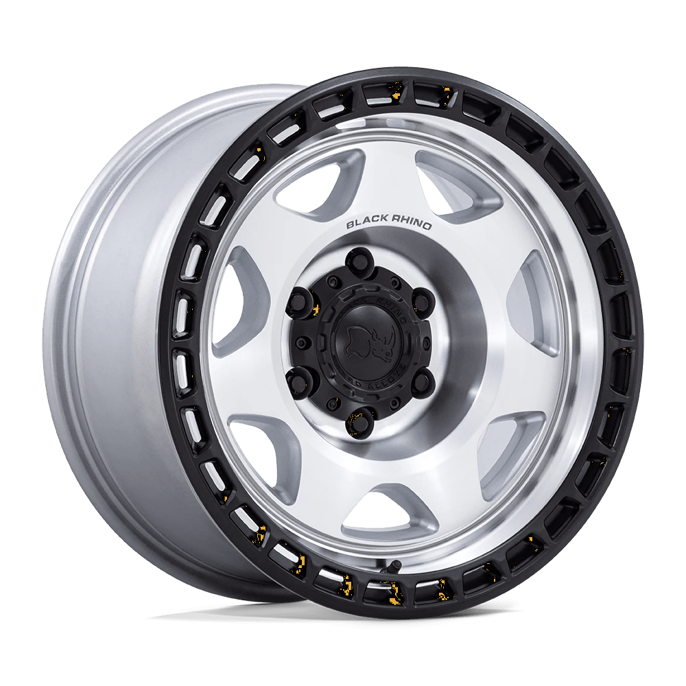 Black Rhino SILVER MACHINED W/ M-BLACK LIP VOYAGER 17X8.5 5X5 71 +0 SLV-MCH-BLK
