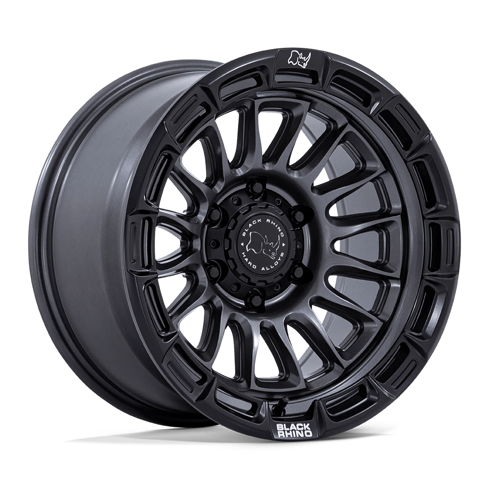 Black Rhino MATTE GUNMETAL W/ MATTE BLACK LIP RIVAL 20X9 5X5 71 +1 M-GNMTL M-BLK