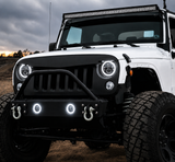 Trail Ops Halo LED Fog Lights w/ Amber Turn Signal | JK, JKU, JL, JLU & Gladiator JT (4-Point Mount)