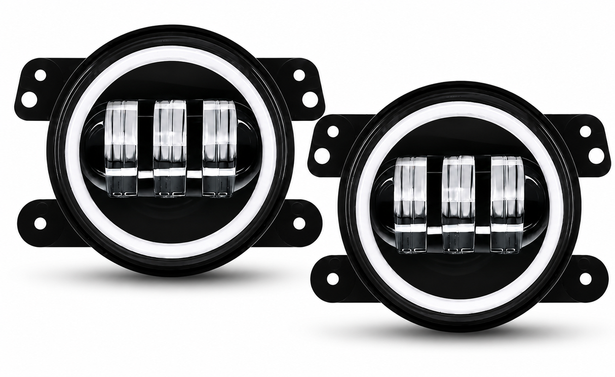 Trail Ops Halo LED Fog Lights w/ Amber Turn Signal | JK, JKU, JL, JLU & Gladiator JT (4-Point Mount)